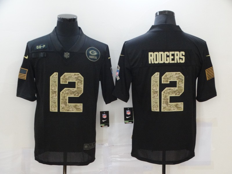 Men's Green Bay Packers Aaron Rodgers #12 Black Jersey